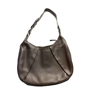 Eddie Bauer Genuine Cow Leather Purse Shoulder Bag Zipper Hobo Adjustable Brown